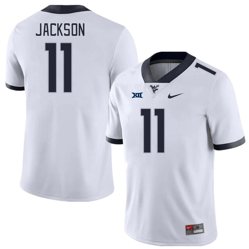 Men #11 T.J. Jackson West Virginia Mountaineers College Football Jerseys Stitched Sale-White